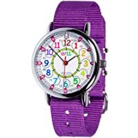 Reloj infantil EasyRead Time Teacher- hora digital en formato de 12 y 24 horas- colores del arco iris-correa morada